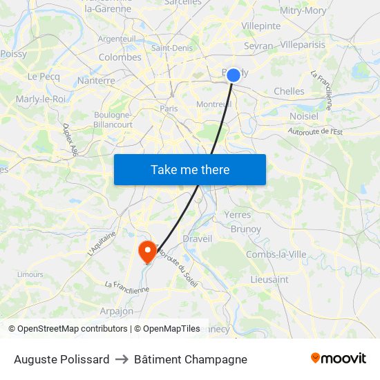 Auguste Polissard to Bâtiment Champagne map