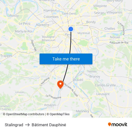 Stalingrad to Bâtiment Dauphiné map