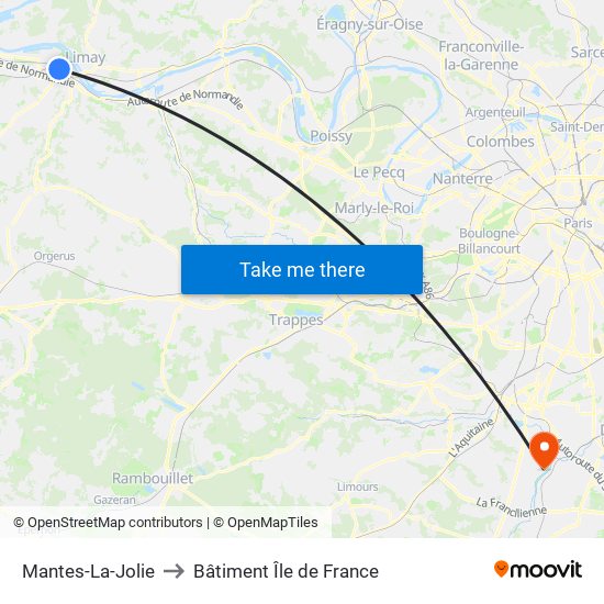 Mantes-La-Jolie to Bâtiment Île de France map