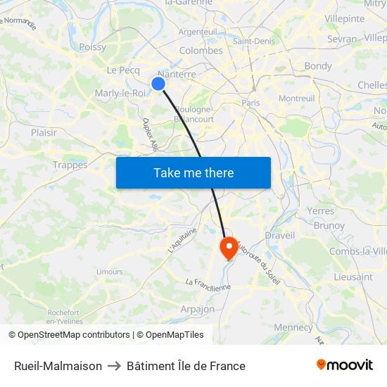 Rueil-Malmaison to Bâtiment Île de France map