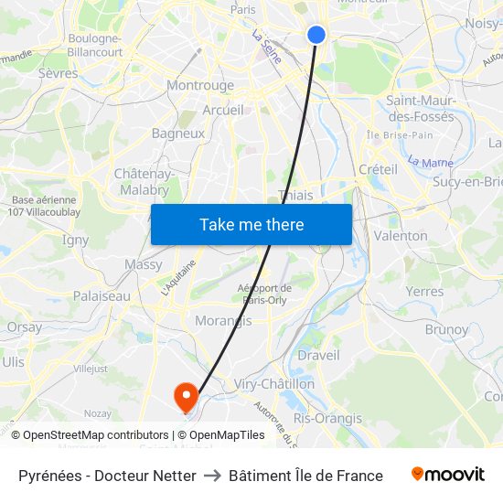 Pyrénées - Docteur Netter to Bâtiment Île de France map