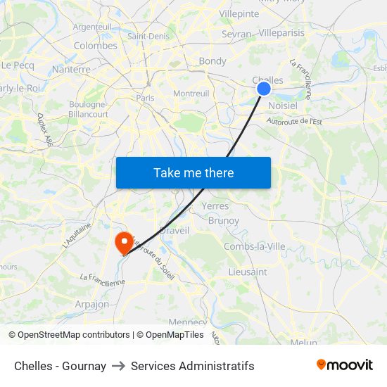 Chelles - Gournay to Services Administratifs map