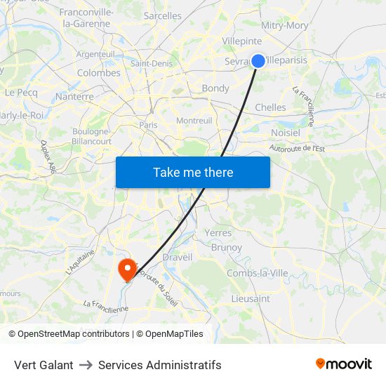 Vert Galant to Services Administratifs map
