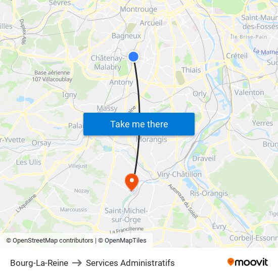 Bourg-La-Reine to Services Administratifs map