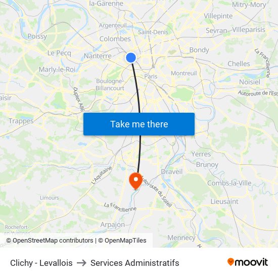 Clichy - Levallois to Services Administratifs map