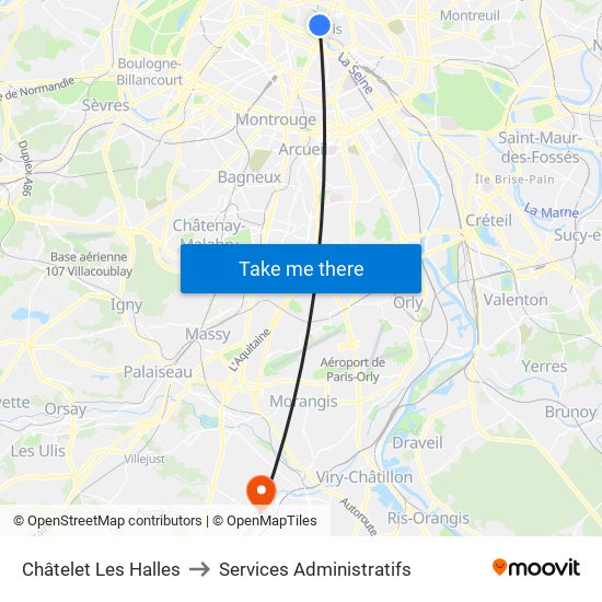 Châtelet Les Halles to Services Administratifs map