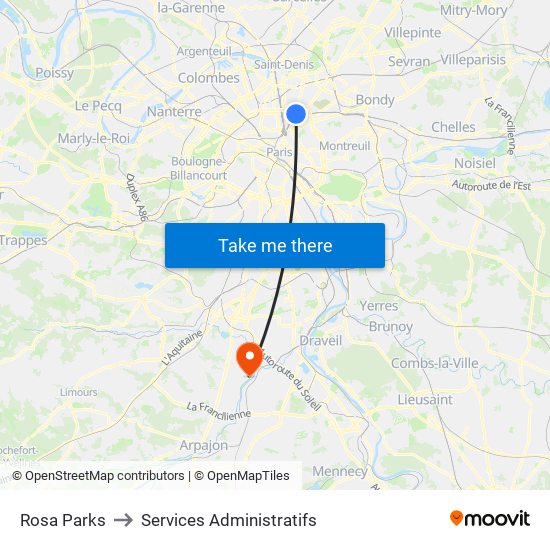Rosa Parks to Services Administratifs map