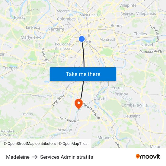 Madeleine to Services Administratifs map