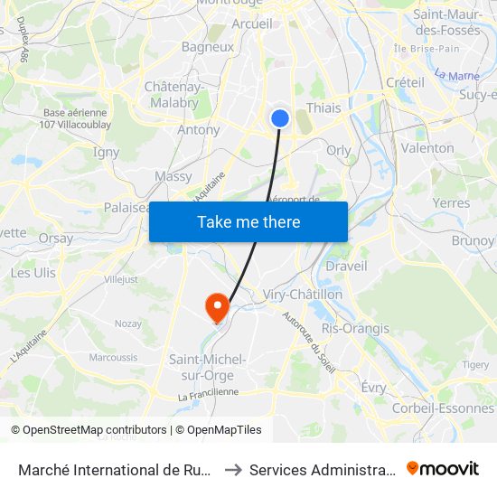 Marché International de Rungis to Services Administratifs map