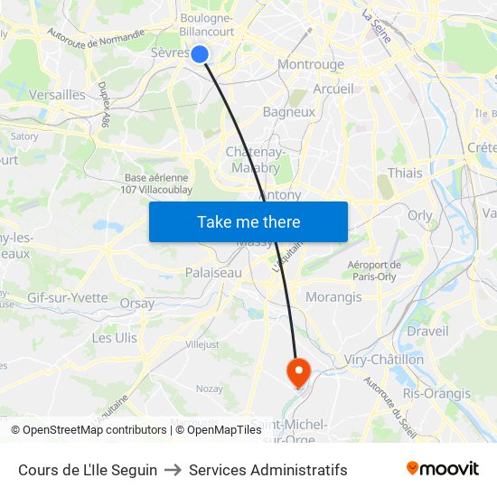 Cours de L'Ile Seguin to Services Administratifs map