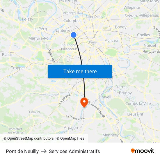 Pont de Neuilly to Services Administratifs map