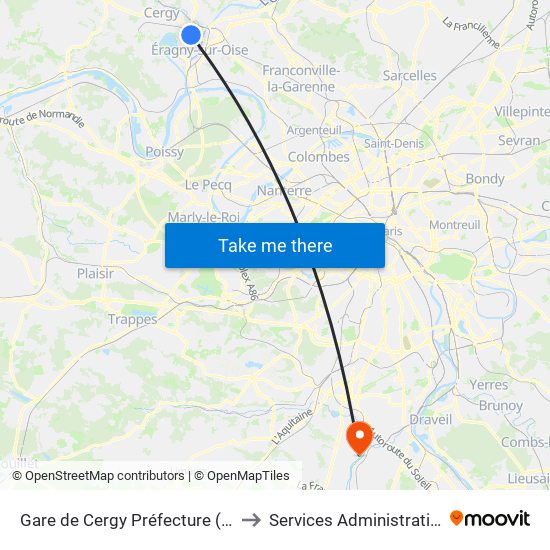 Gare de Cergy Préfecture (C) to Services Administratifs map