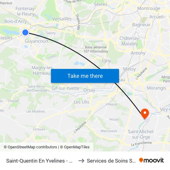 Saint-Quentin En Yvelines - Montigny-Le-Bretonneux to Services de Soins Savoie Et Touraine map