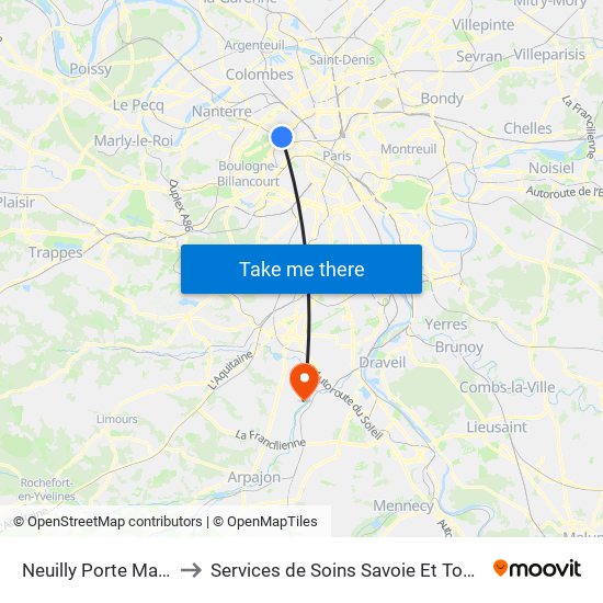 Neuilly Porte Maillot to Services de Soins Savoie Et Touraine map