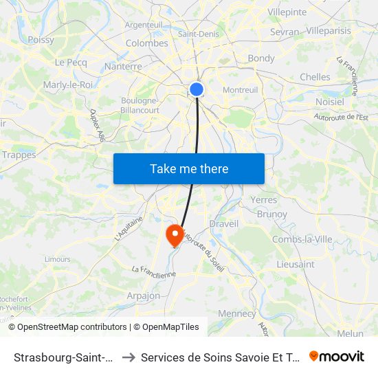 Strasbourg-Saint-Denis to Services de Soins Savoie Et Touraine map