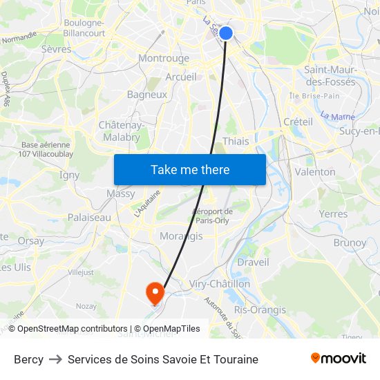 Bercy to Services de Soins Savoie Et Touraine map
