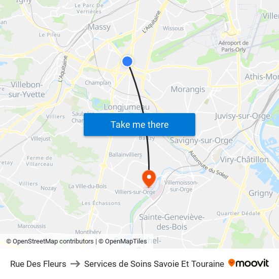 Rue Des Fleurs to Services de Soins Savoie Et Touraine map