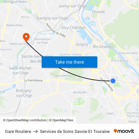Gare Routière to Services de Soins Savoie Et Touraine map