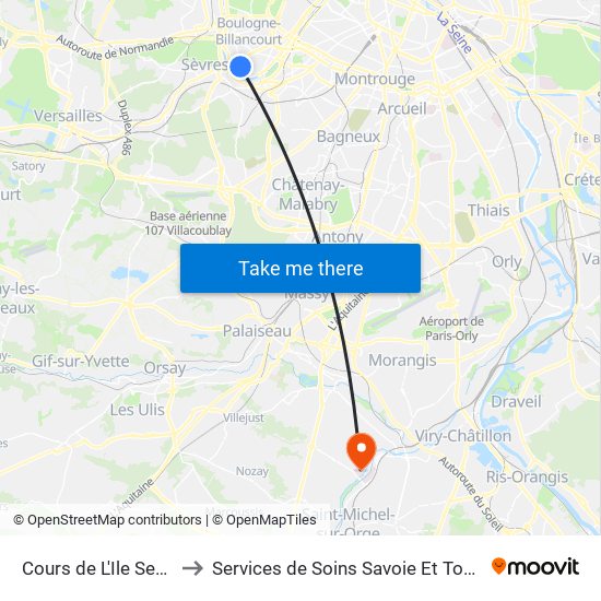 Cours de L'Ile Seguin to Services de Soins Savoie Et Touraine map