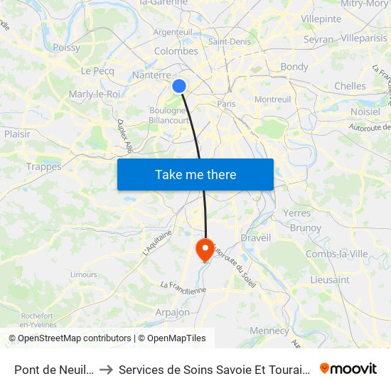 Pont de Neuilly to Services de Soins Savoie Et Touraine map
