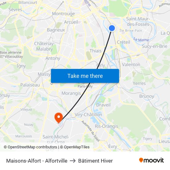 Maisons-Alfort - Alfortville to Bâtiment Hiver map