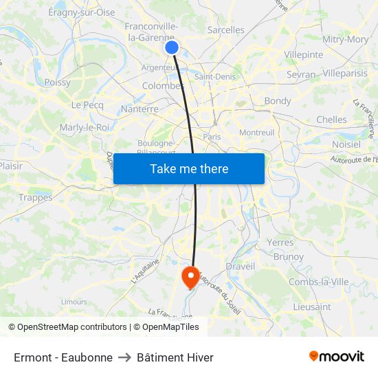 Ermont - Eaubonne to Bâtiment Hiver map