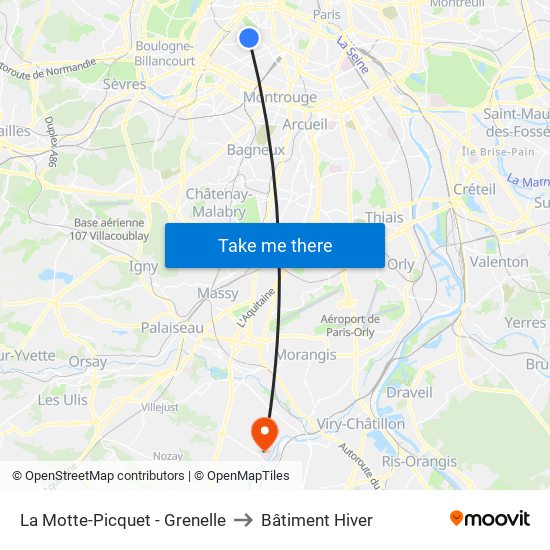 La Motte-Picquet - Grenelle to Bâtiment Hiver map