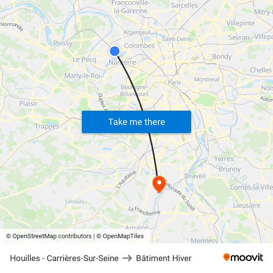 Houilles - Carrières-Sur-Seine to Bâtiment Hiver map