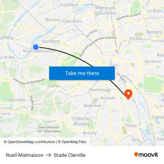 Rueil-Malmaison to Stade Clerville map