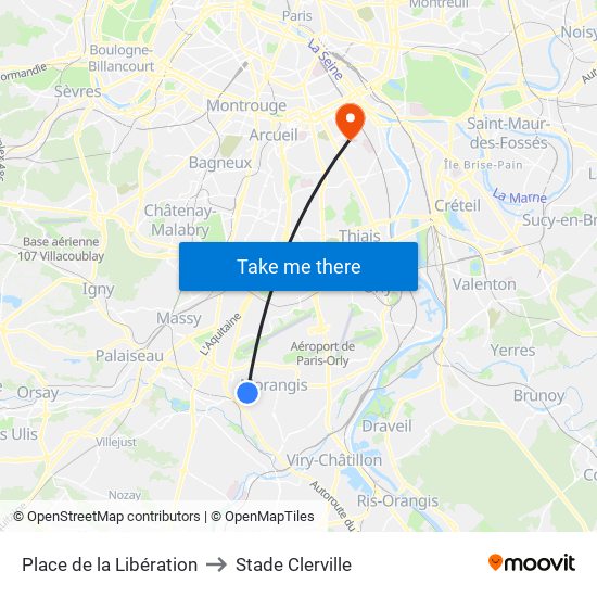 Place de la Libération to Stade Clerville map