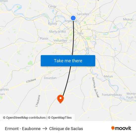 Ermont - Eaubonne to Clinique de Saclas map