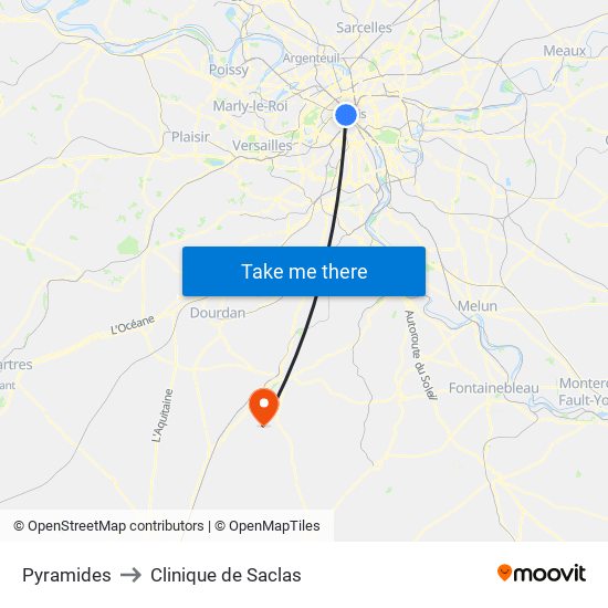 Pyramides to Clinique de Saclas map