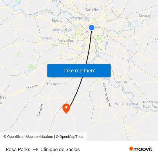 Rosa Parks to Clinique de Saclas map