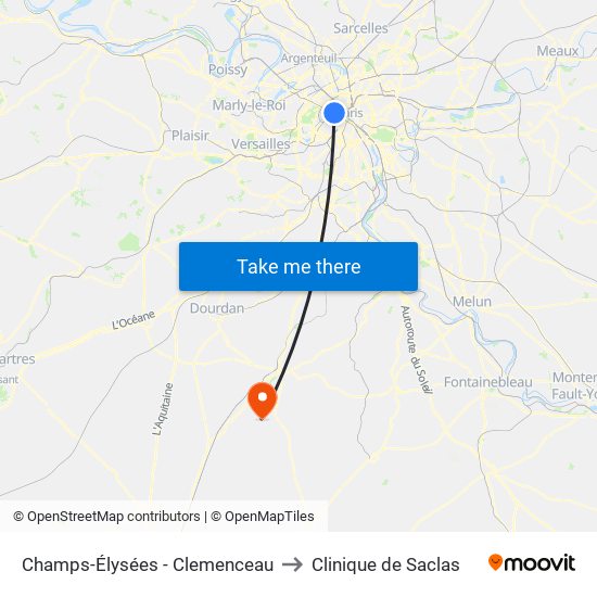 Champs-Élysées - Clemenceau to Clinique de Saclas map