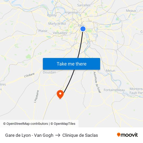 Gare de Lyon - Van Gogh to Clinique de Saclas map