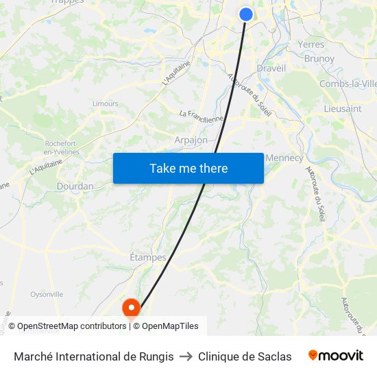 Marché International de Rungis to Clinique de Saclas map