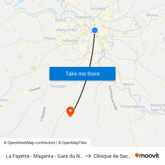 La Fayette - Magenta - Gare du Nord to Clinique de Saclas map