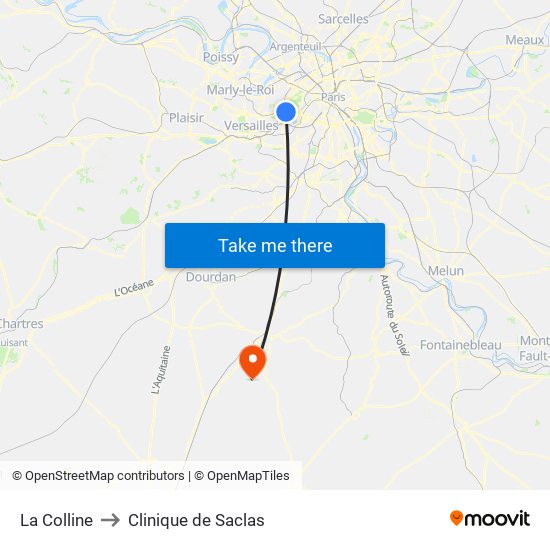 La Colline to Clinique de Saclas map