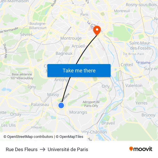 Rue Des Fleurs to Université de Paris map