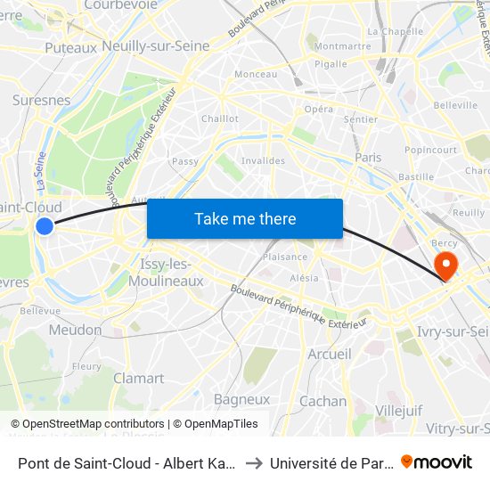 Pont de Saint-Cloud - Albert Kahn to Université de Paris map