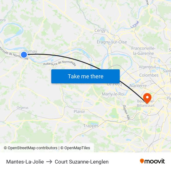 Mantes-La-Jolie to Court Suzanne-Lenglen map