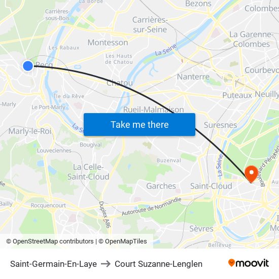 Saint-Germain-En-Laye to Court Suzanne-Lenglen map