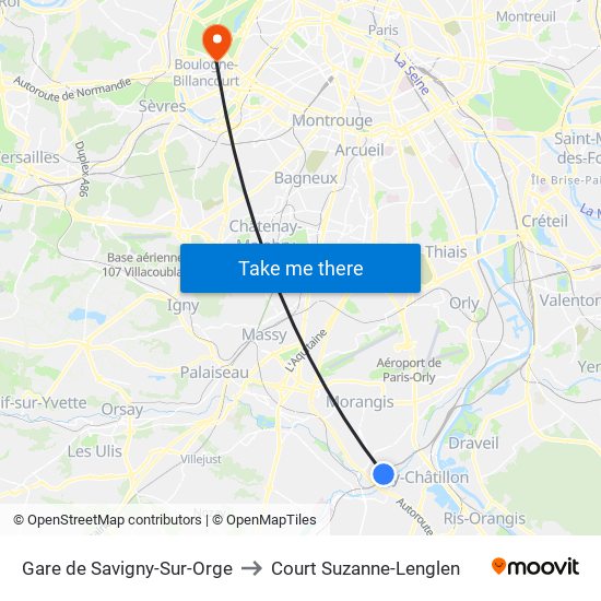 Gare de Savigny-Sur-Orge to Court Suzanne-Lenglen map
