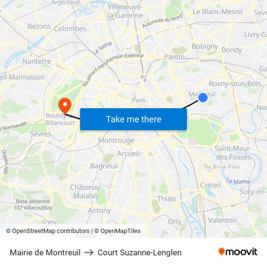 Mairie de Montreuil to Court Suzanne-Lenglen map