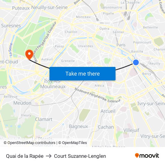Quai de la Rapée to Court Suzanne-Lenglen map