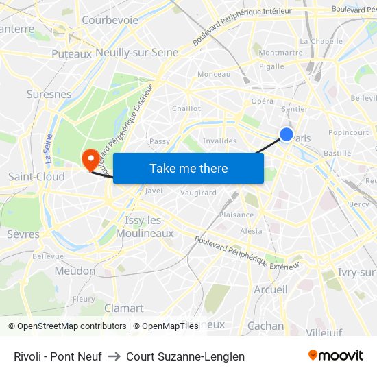 Rivoli - Pont Neuf to Court Suzanne-Lenglen map