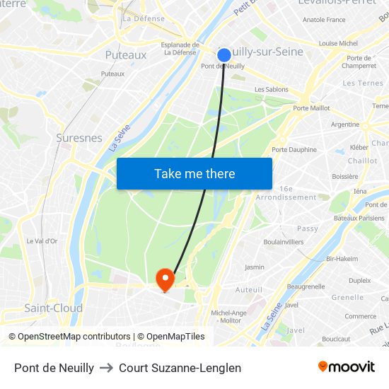 Pont de Neuilly to Court Suzanne-Lenglen map