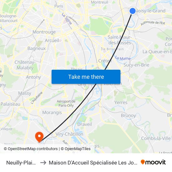 Neuilly-Plaisance to Maison D'Accueil Spécialisée Les Jours Heureux map