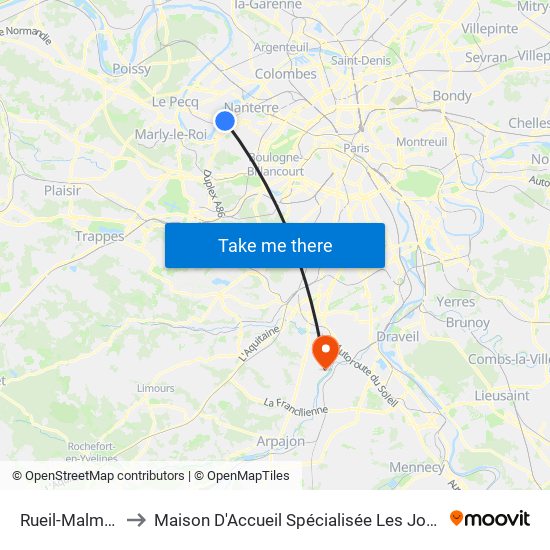 Rueil-Malmaison to Maison D'Accueil Spécialisée Les Jours Heureux map