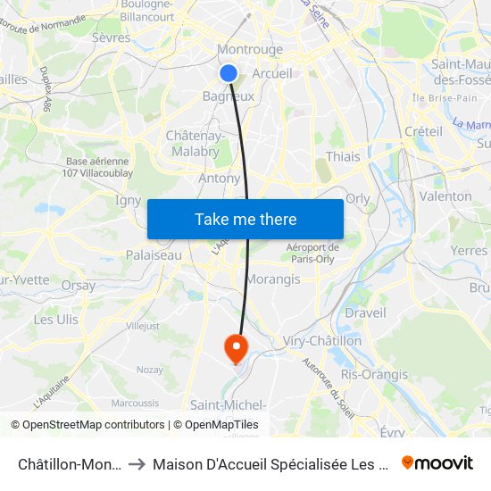 Châtillon-Montrouge to Maison D'Accueil Spécialisée Les Jours Heureux map